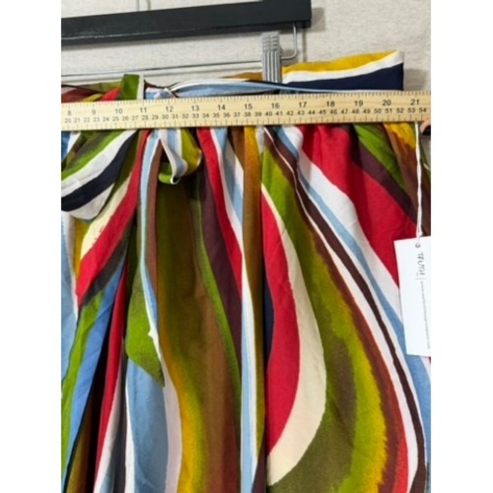 Truth Maxi Skirt Womens 3X Multicolor NWT Wavy Stripe Boho Elastic Waist‎ Belted - Picture 2 of 7